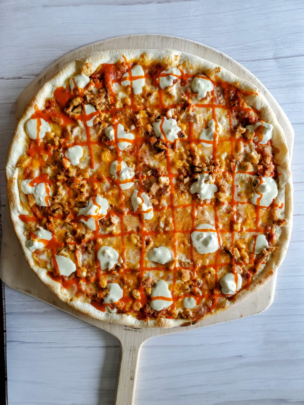 Buffalo chicken pizza from Donna Pizza